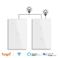 Tuya-interruptor de escalera inteligente con Wifi, Panel de cristal táctil de EE. UU., interruptores de luz múltiples cruzados, 1 entrada, Control por aplicación de 2 vías, Alexa y Google Home