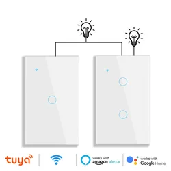 Tuya Wifi Smart Stair Switch US Touch Glass Panel Stair Cross Multi Light Switches 1 Gang 2 Way APP Control Alexa Google Home