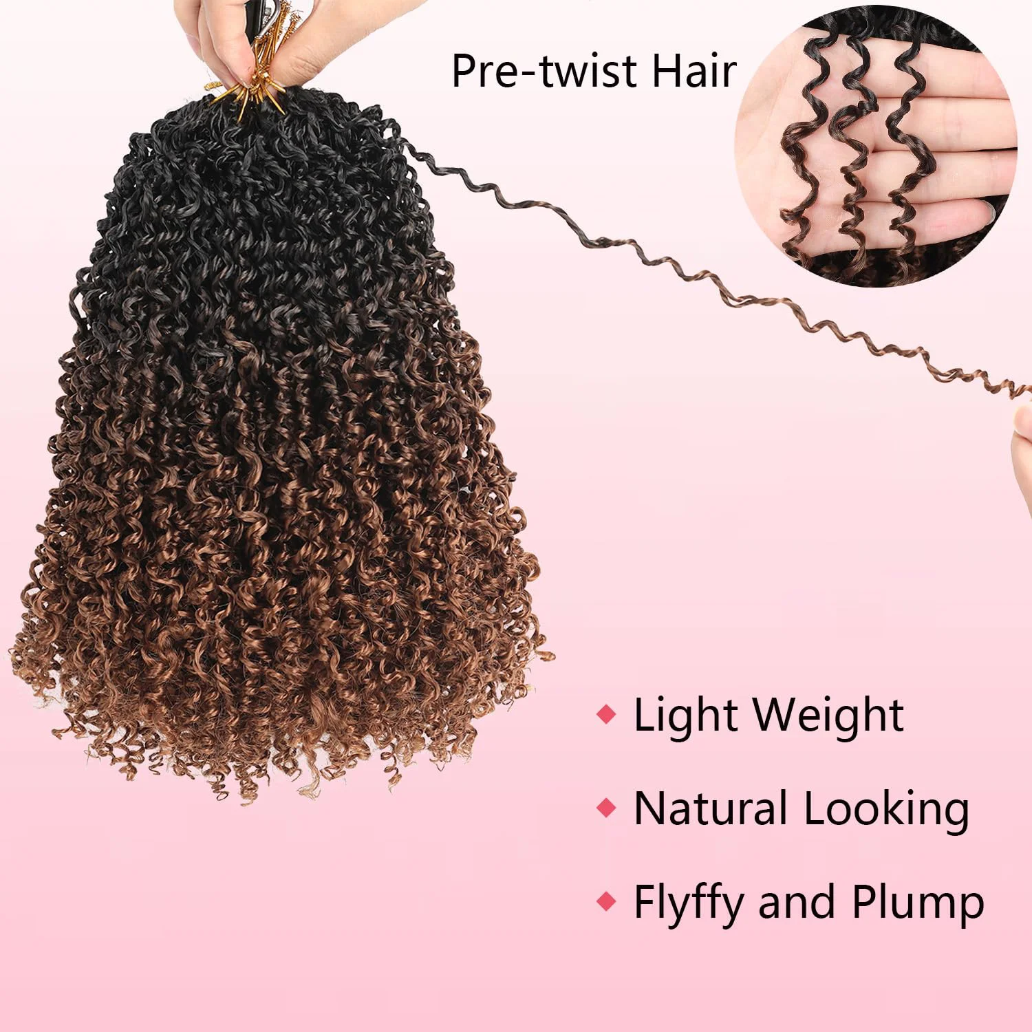 Yanky Twist gehaakte haarextensies |   8" 10" 12" 14" lengtes |   7 stuks/pak |   Synthetisch vlechthaar