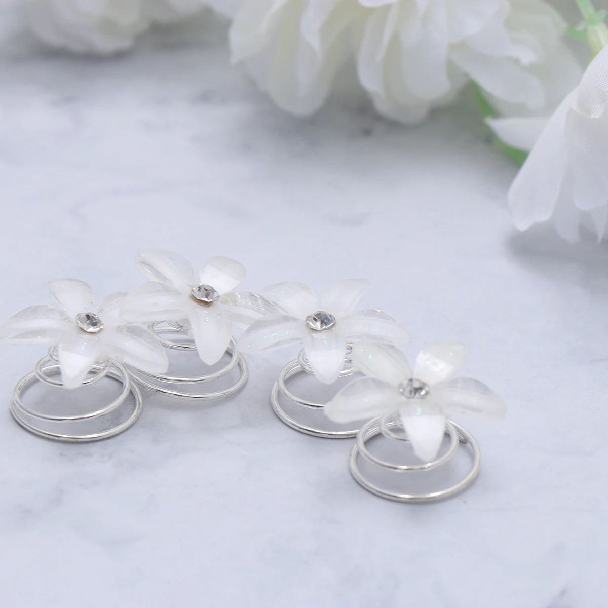 

10 pcs Spiral Hair Clips Resin Floral Hairpins Flexible Bun Styling Wedding Bride Accessories Holders Women Girls
