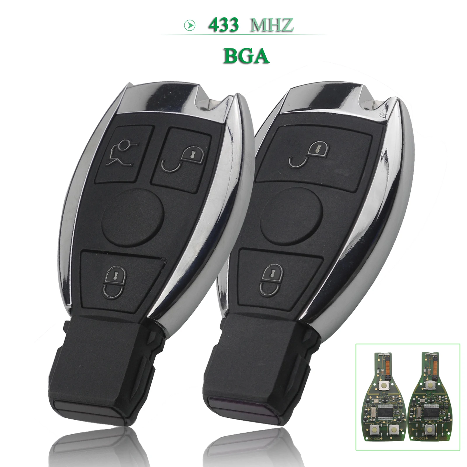 

Jingyuqin 2/3 кнопки 433 МГц BGA дистанционный смарт-ключ от автомобиля для Mercedes Benz Year 2000, поддерживает оригинальный NEC с необрезанным лезвием