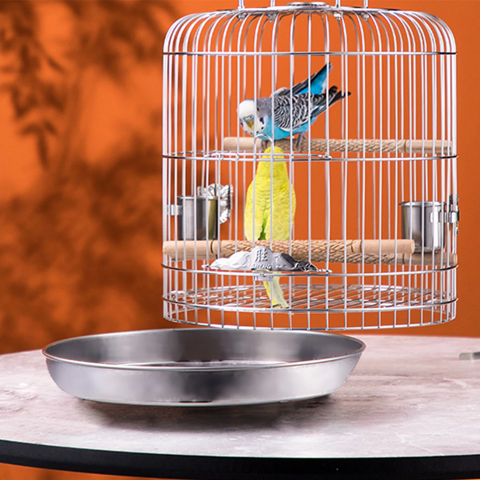 5 Inch Stainless Steel Bird Travel Cage with Perches Stand and Food Bowls for Parrots Conures Cockatiel Parakeets