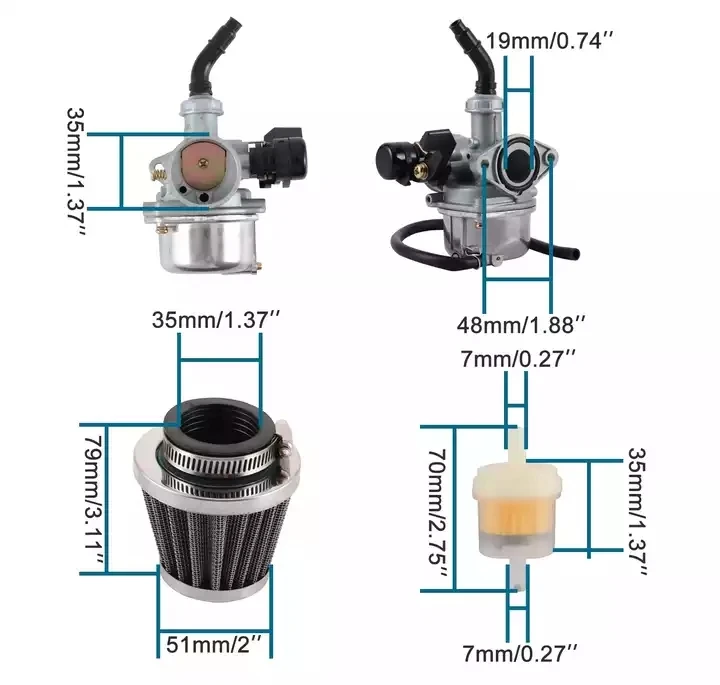 Motorcycle Carburetor PZ19 Carb 50cc 70 90 110cc ATV Dirt Bike Go Kart Carburador Gasket With Air Filter