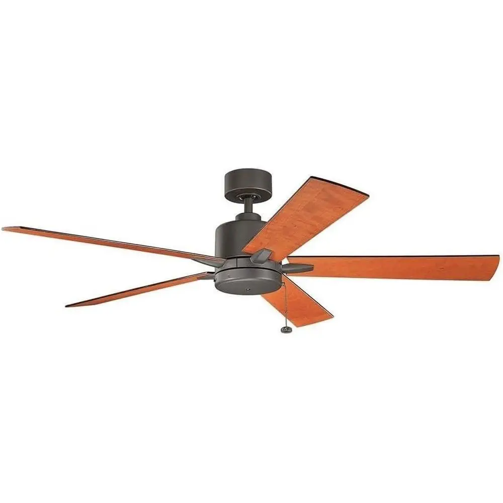 Ceiling Fan 60 Inch Vintage Industrial Design 5 Walnut Blades No Light Indoor Cooling Air Circulation Pull Chain CSA UL Listed