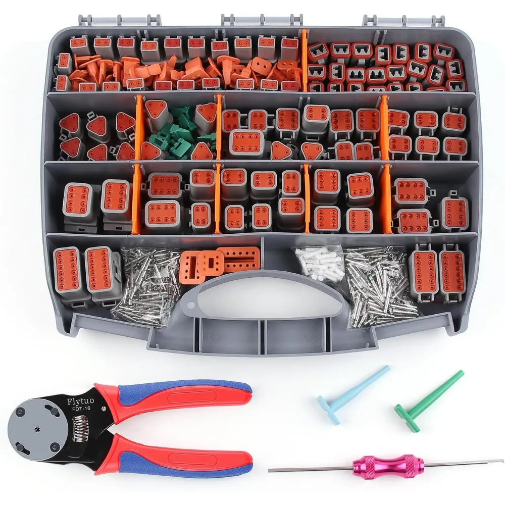 

540PCS Deutsch Connectors Kit with Crimping Tool, DT Connectors, Removal Tool, Size 16 Solid Terminal Contacts