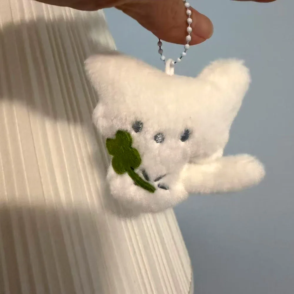 

Fun And Cute Clover Fox Pendant White Fox Plush Keychain Couple Doll Backpack Pendant Bag Hanger Couple Fox Doll Decoration Gift