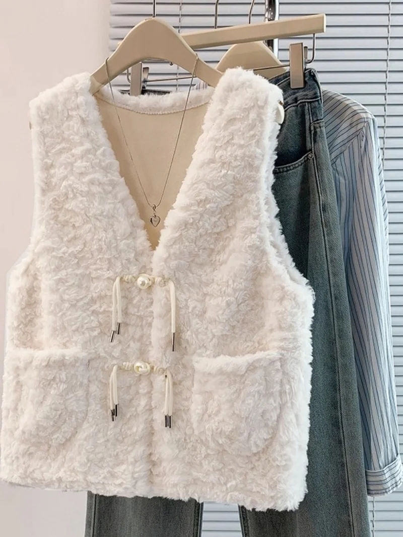 

Autumn And Winter Plush Coat Trendy Waistcoat 2025 New Casual Lightweight And Warm Simple Large Size Vest Jacket w1298