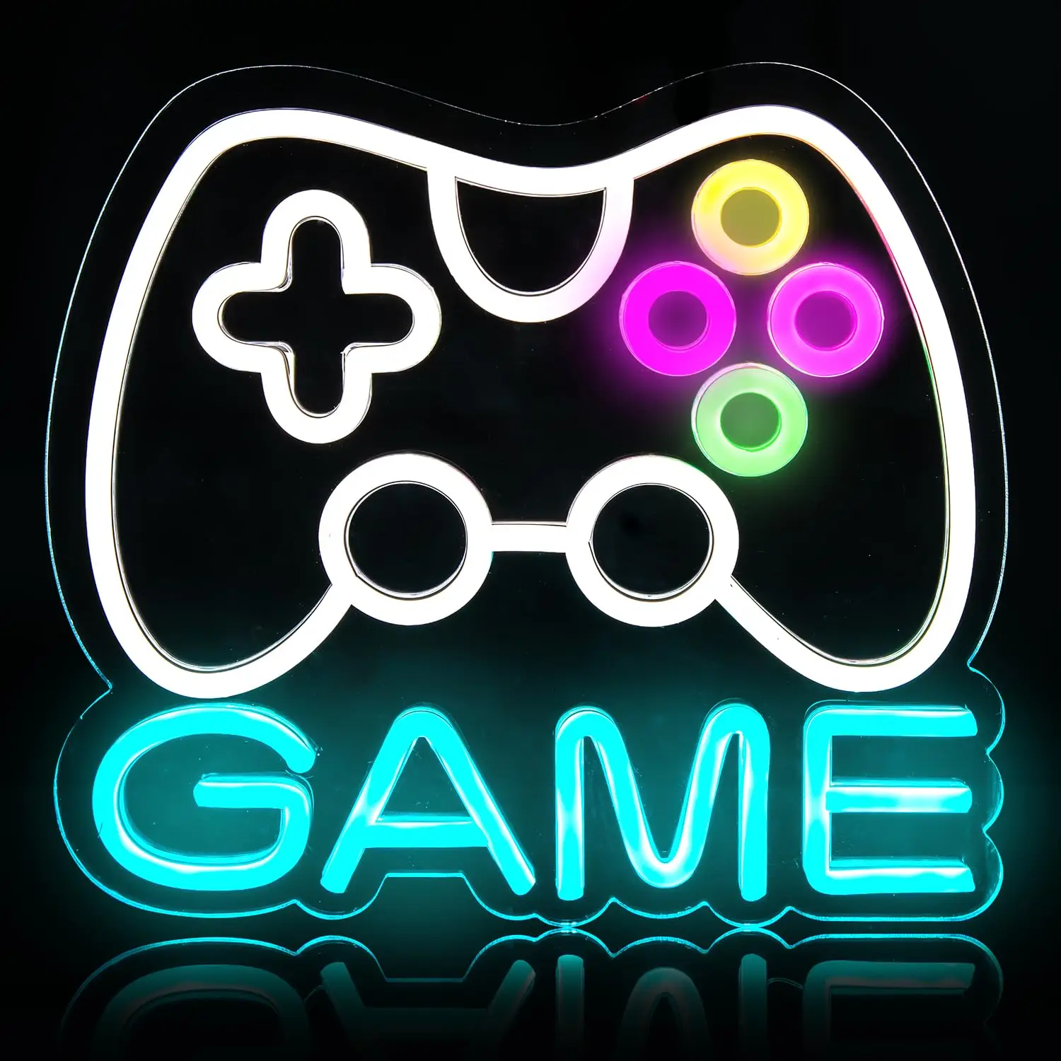 Led Dimmable Neon Signs Wall Decorations Gamepad Controller Shape Lights Game Room Decor Accessories Cool Teen Gamer Gifts