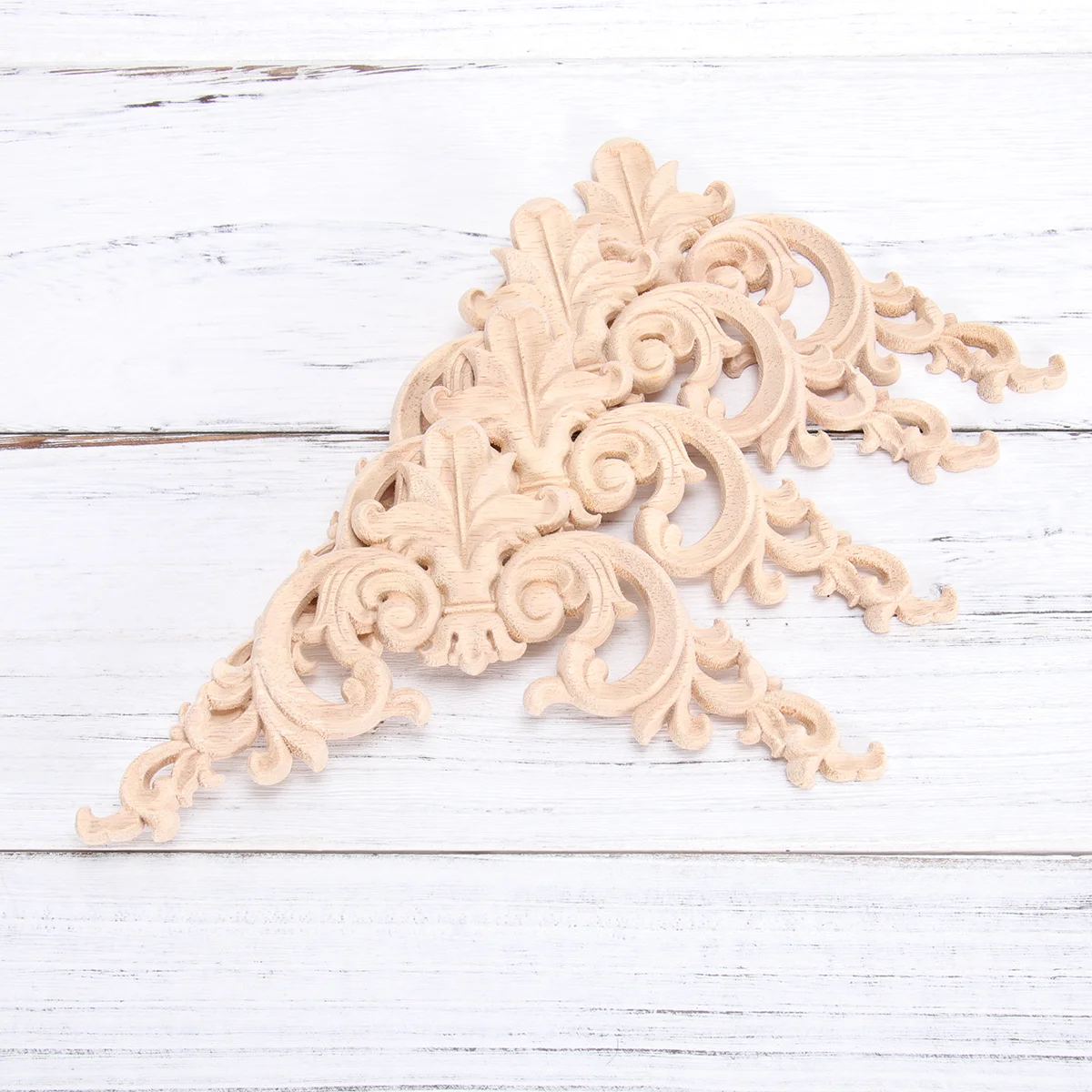 

4 Pcs Delicate Carved Corbel Decor Wood Onlay Carving Decorative Corner Molding Bamboo Applique