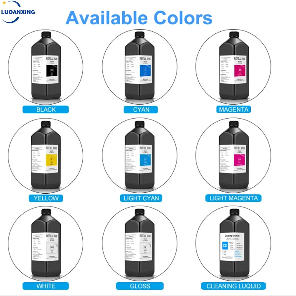 1000ML atrament G5 G6 Do Ricoh Gen5 Gen5i Gen5S Gen6 G3 G4 G5i G6 Gen3 Gen4 Gen4L Głowica drukująca Sztywny i elastyczny atrament LED do utwardzania UV