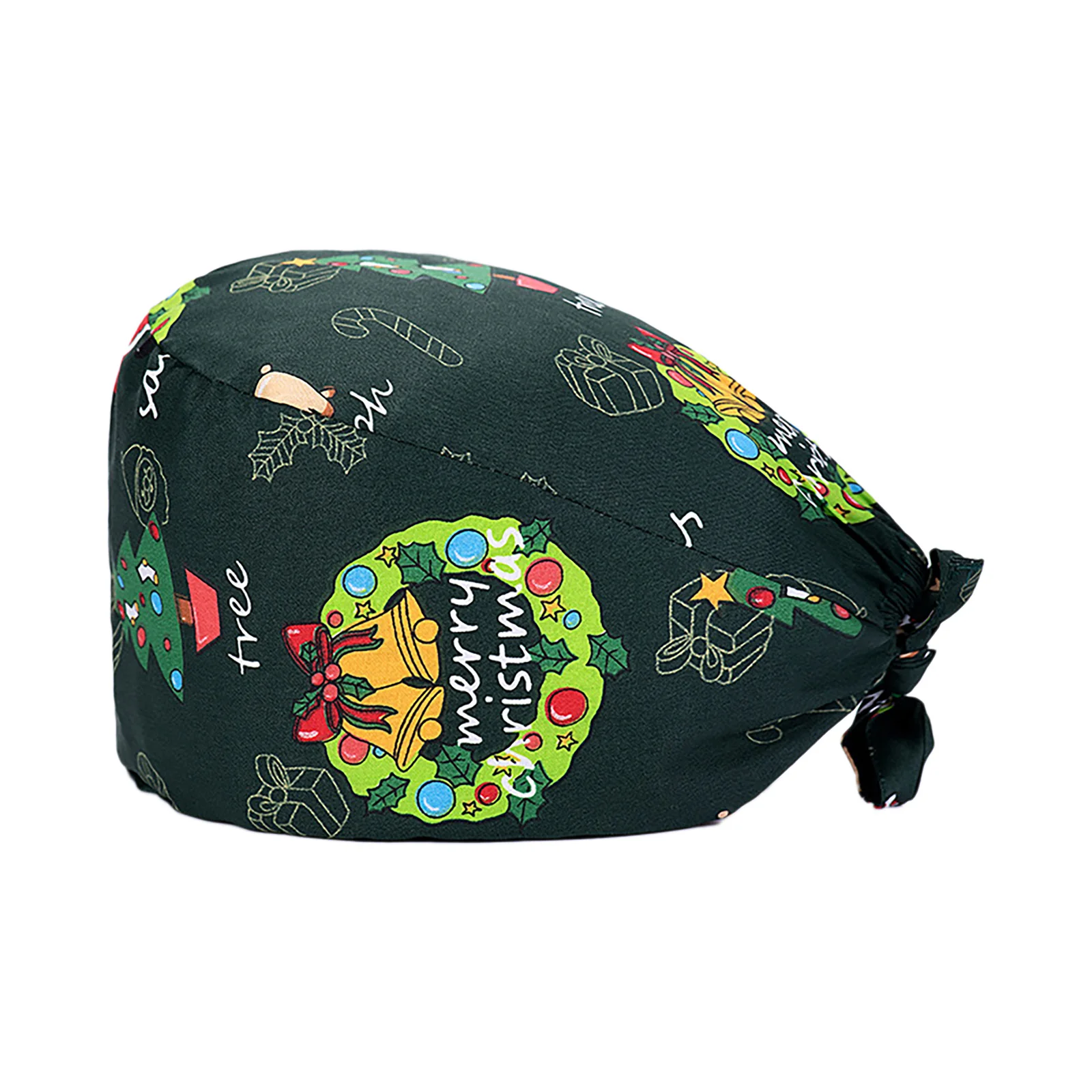 Chapéus com estampa de elementos de Natal, boné cirúrgico, chapéus de enfermeira com faixa de suor ajustável, chapéu respirável para mulheres e homens