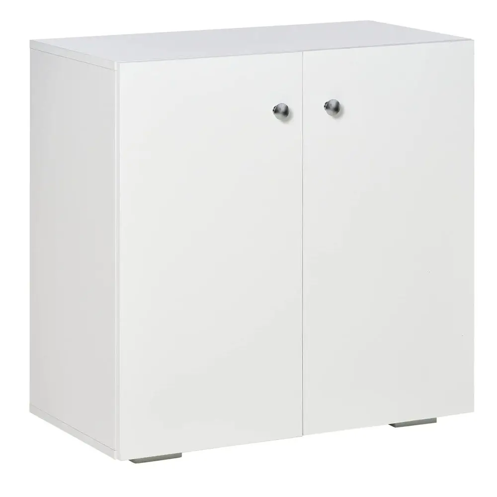 Storage Cabinet w Two Shelves Wooden Sideboard Freestanding Kitchen Cupboard Bookcase White