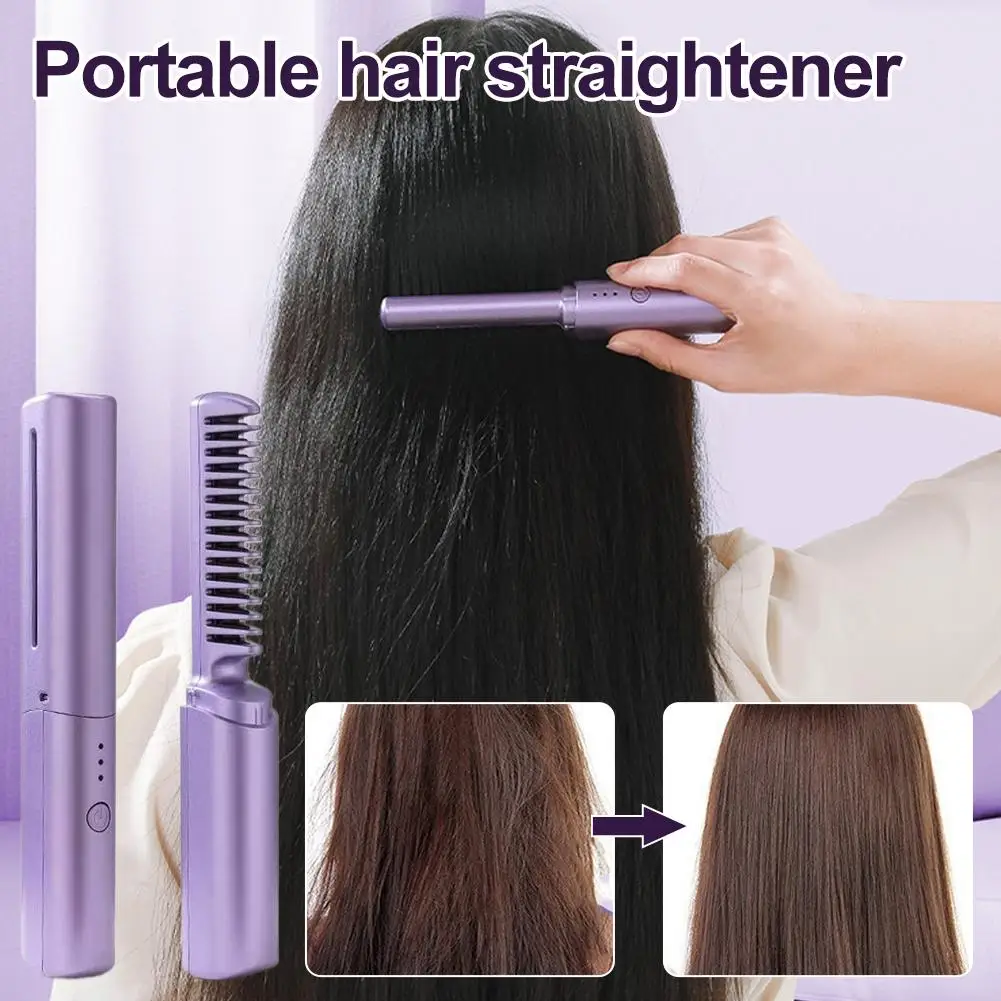 

Electric Hot Negative ion Heating Comb for travel Portable Wireless Hair Straightening Comb for Travel Salon Styling hair comb