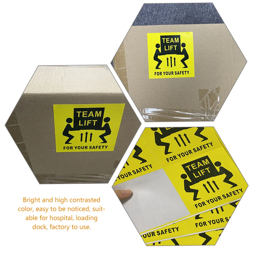 200pcs Outer Box Label Team Lift Required Warning Sticker For Shipping Heavy Object Safety Symbol Adhesive Labels Moving Boxes