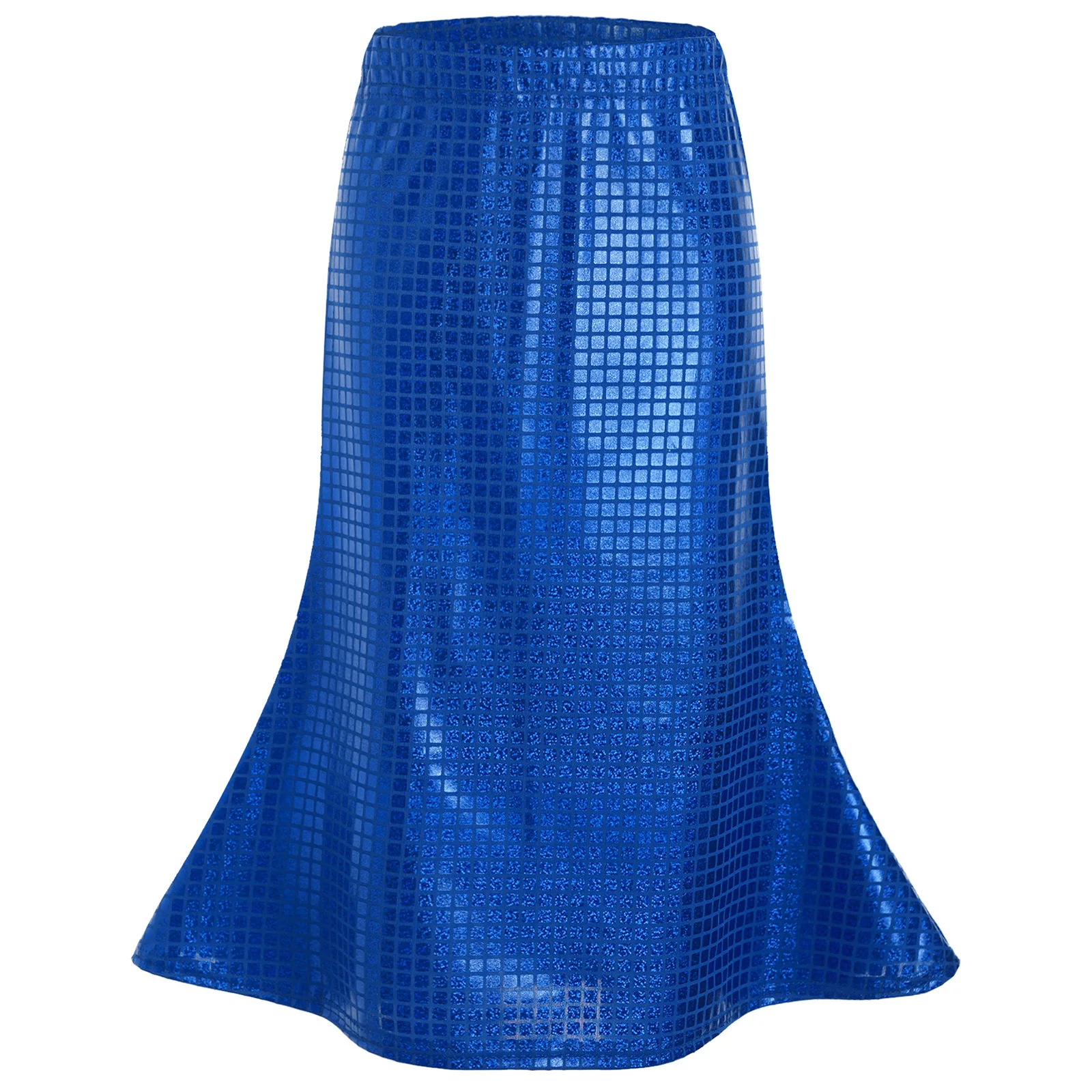 Girls Metallic Plaid Skirts Elastic Waistband Skirt for Mermaid Cosplay Halloween Costume Masquerade Role-Playing Outfits