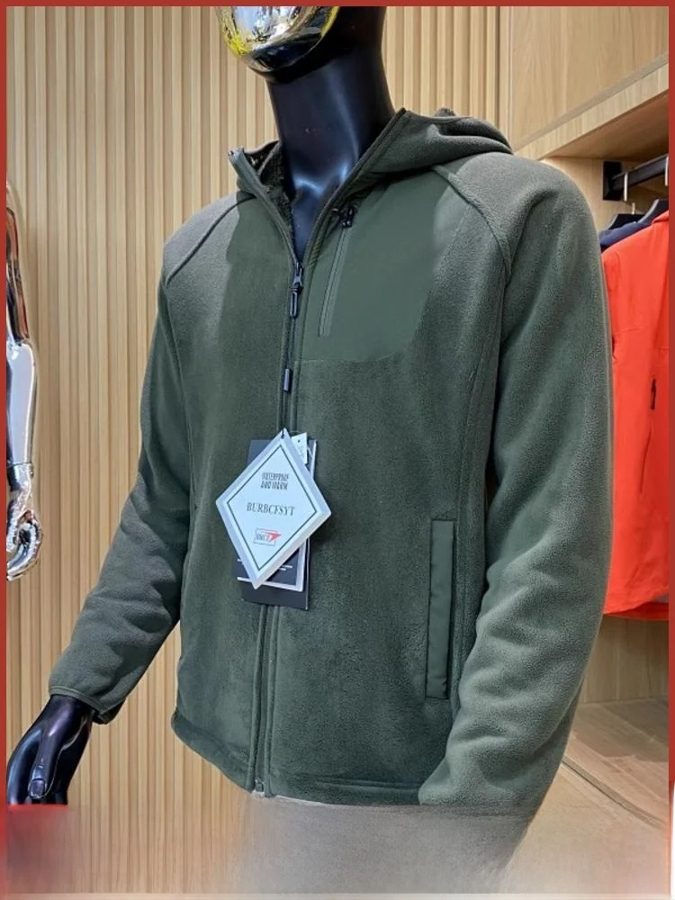 

Outdoor Mountain Series Men's Fce Lined Thiened Casual Hooded Jaet Coat Stand Fit Youth Faion Spring Autumn