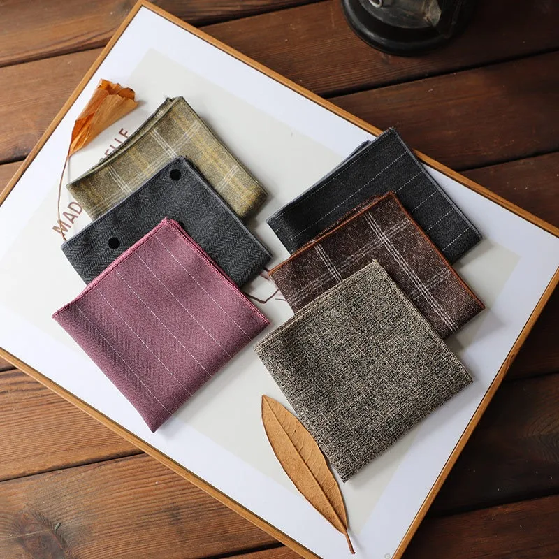 Thick Vintage High-end Faux Wool Pocket Square Classic Suit Pocket Hanky Premium Formal Accessory For Banquet Business Occasions