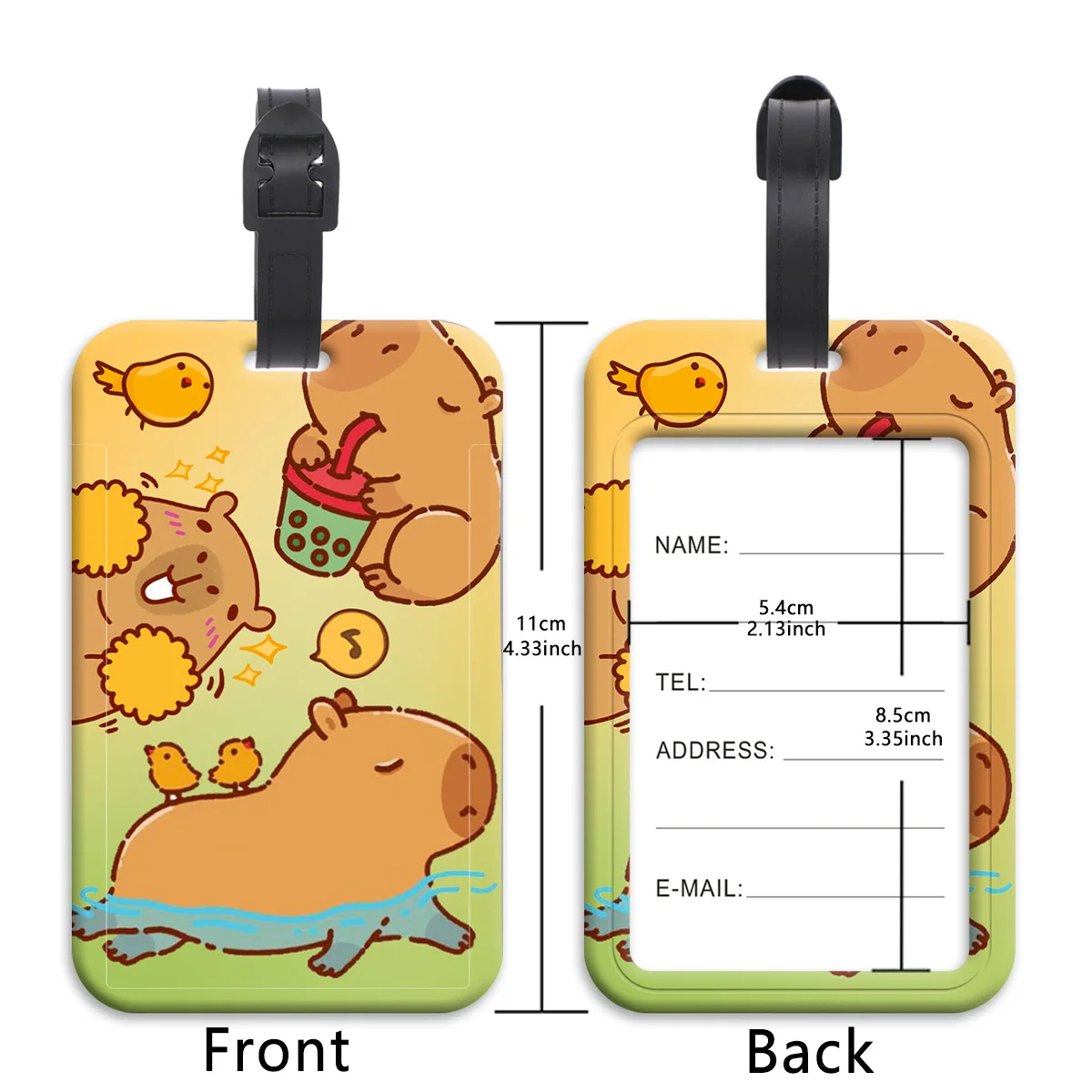 علامات الأمتعة Happy Capybara إكسسوارات السفر علامات حقيبة الموضة نمط السيليكون المحمولة حامل عنوان معرف تسمية السفر