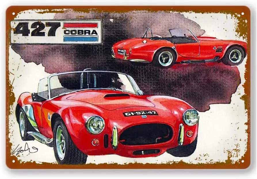 Ac Cobra 427 Painting - Ac Cobra 427 Vintage Metal Bar Signs Novelty Kitchen Bar Garage Home Decor Wall Art Tin Sign 12 X 8In