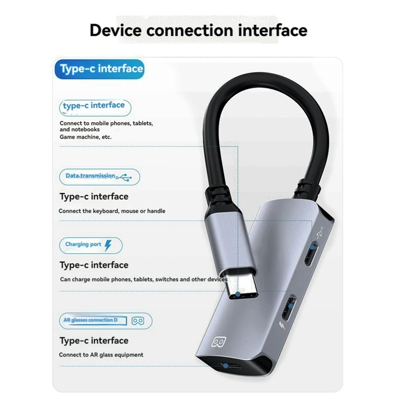A35Q-USB-C To C Converter For XREAL Nreal,Switch,Stemdeck,Thunderbird Air Plus,Huawei Vision AR Glass Type C Power Conversion