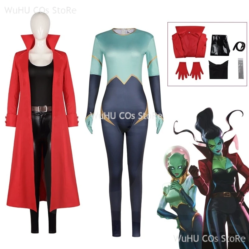 Fancy Dress The Bride Lady Frankenstein Cosplay Women Clothing TV Biological Cos Commando Costume Adult Woman Red Trench Coat