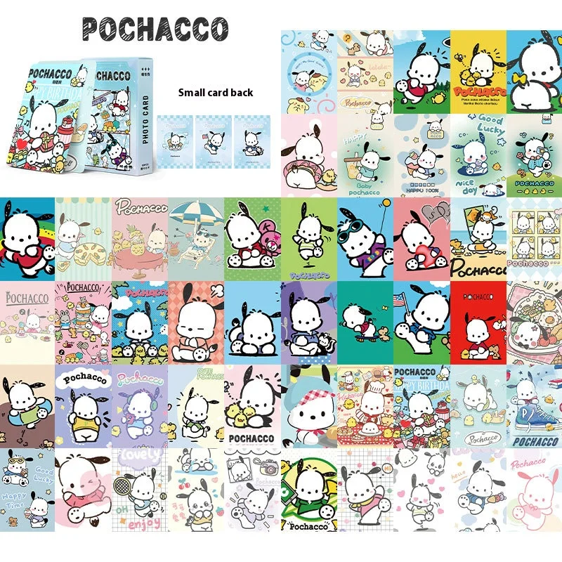 Sanrio Laser piccole carte giocattoli per bambini Kuromi Melody Cinnamoroll Pochacco piccola carta 50 scatola Cartoon Cards Anime Card Store