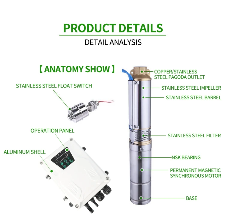 

Dc Deep Well Solar Borehole Agricultural Water Pump High Flow Solar Water Pump