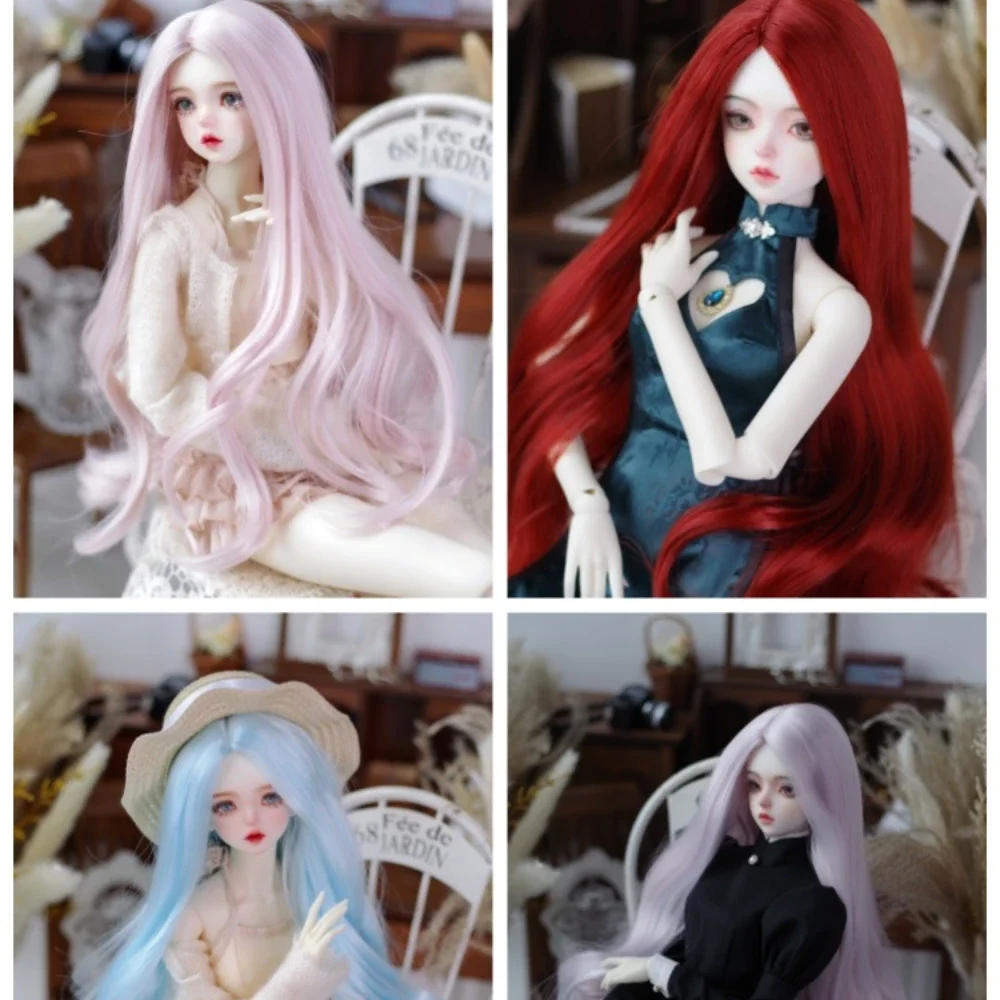 جديد 1/3 1/4 1/6 شعر مستعار للدمية لدمية Bjd لينة الحرير سبليت طويل لفة الشعر لتقوم بها بنفسك لعبة فتاة فستان اللعب منزل إكسسوارات دمي ، لا دمية #6