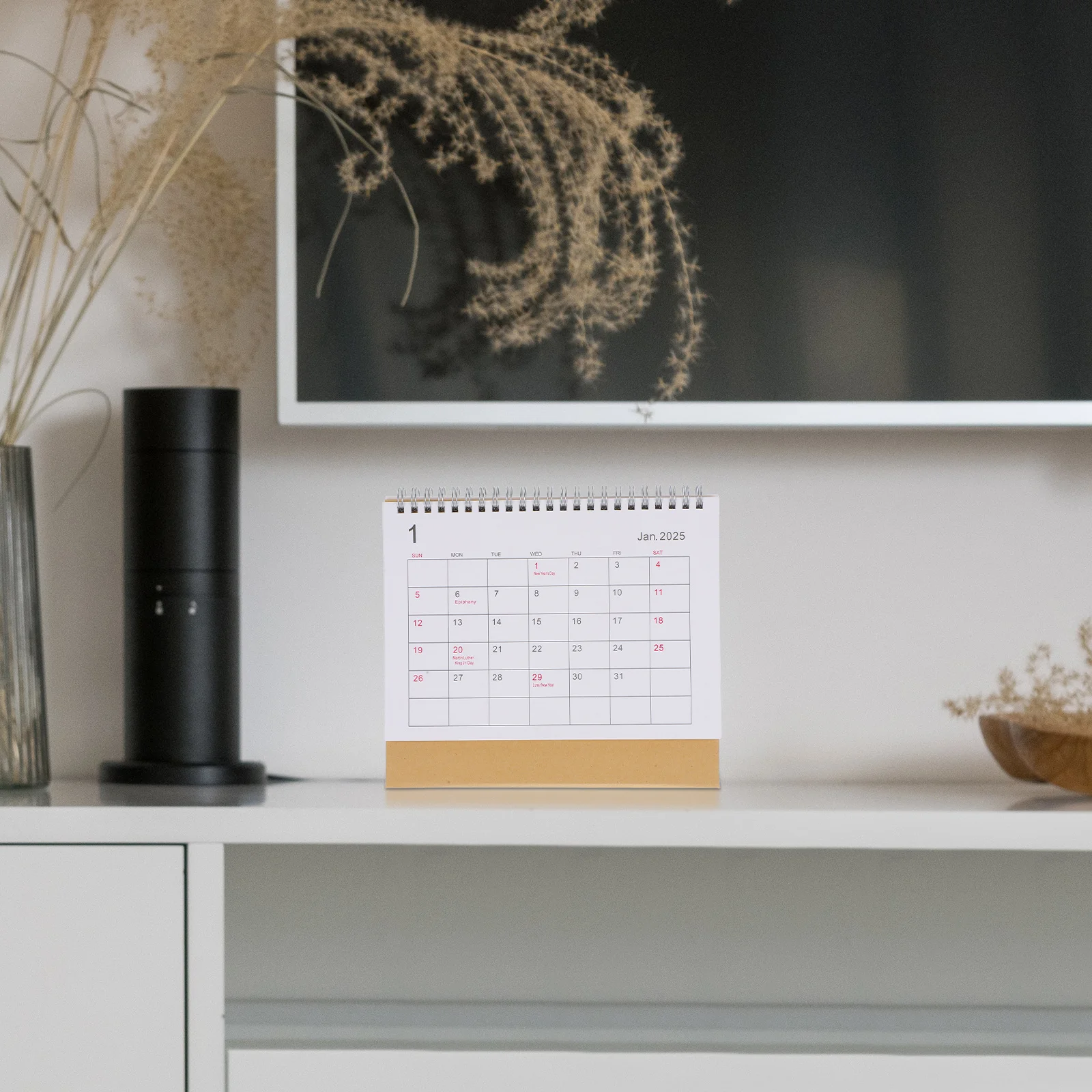 2025 الإنجليزية أجندة مكتبية /رزنامة مكتبية سلك صغير ملزمة الوجه مخطط شهري الدائمة تقويم مكتبي أسلوب بسيط للمنزل مكتب #5