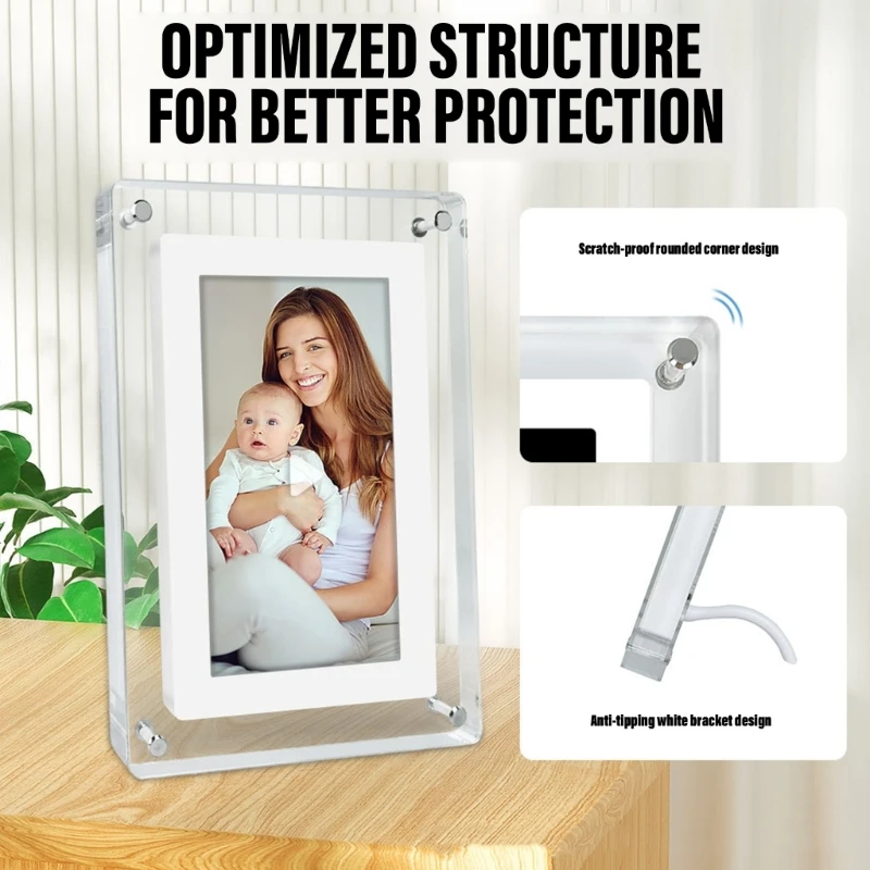 5Inch Acrylic Digital Photo Frame 854x480 Highly Resolution Type-C Photo Frame Gifts for Parents Grandparents Friend