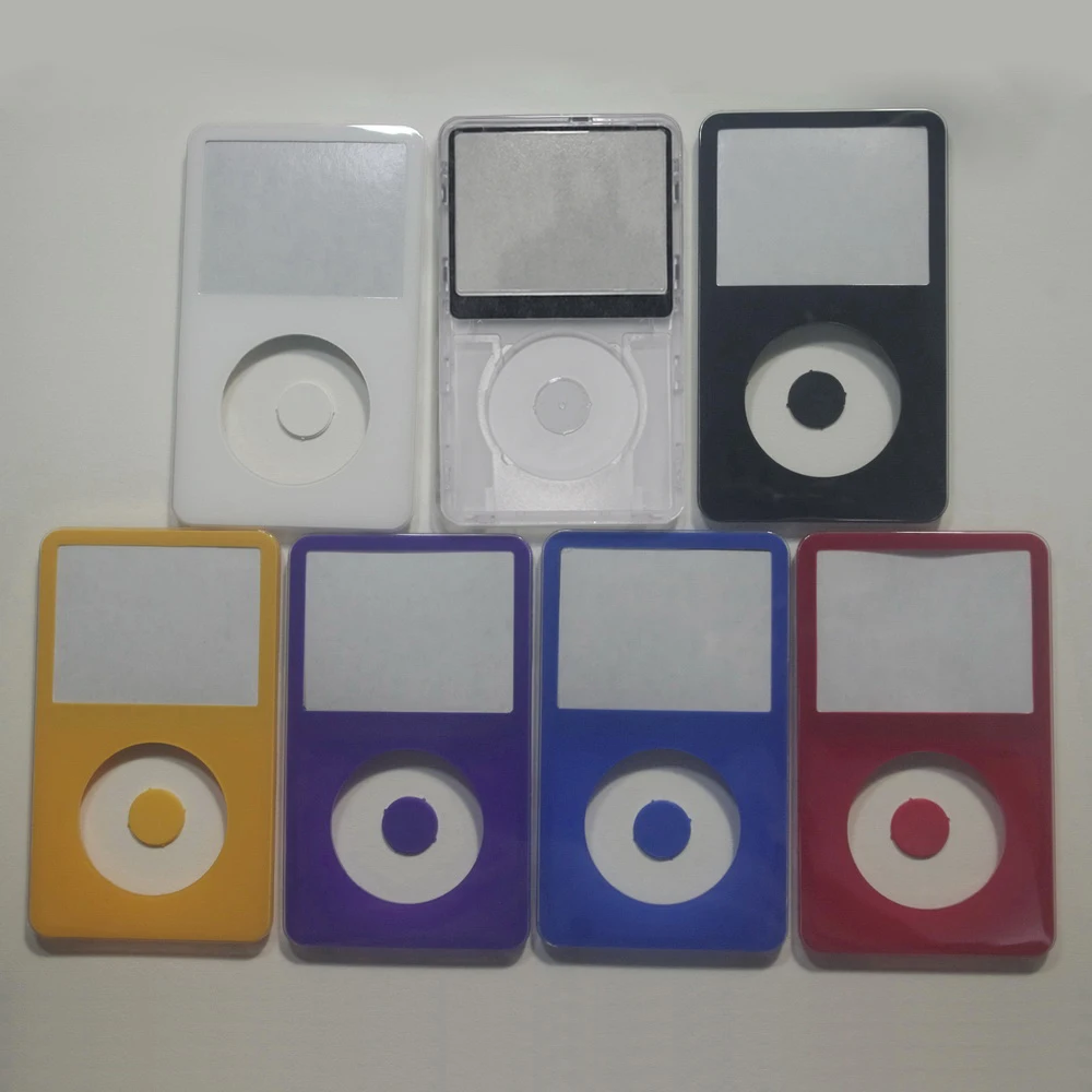 For iPod 5th Video Red Black White Yellow Purple Blue Transparent Clear Front Cover with Button