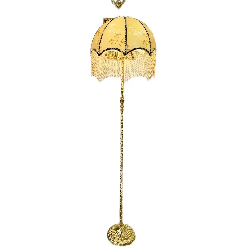 

YY Retro American Copper Floor Lamp Living Room Bedroom Original Light Luxury Lamps