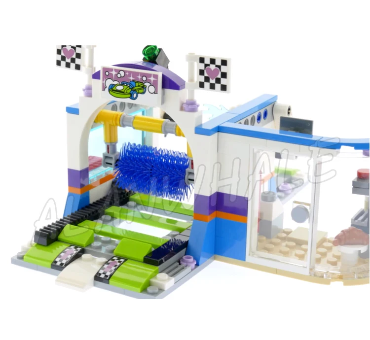 339 stücke Freunde Heartlake Spinning Pinsel Auto Waschen Tankstelle Go-kart Launcher 11037 Bausteine spielzeug Kompatibel Mit Modell