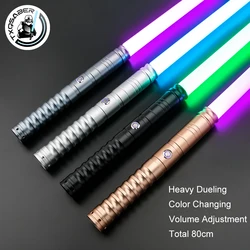 TXQSABER RGB 헤비 결투 금속 칼자루, 블레이드 4 개, 사운드폰트 블래스터, 요다 제다이 코스프레, 어린이 장난감, 레이저 소드, 56cm