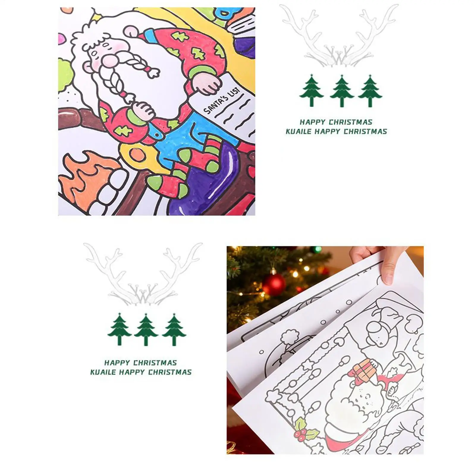 Weihnachtsmann-Malbücher, geführtes frühes Lernen, weihnachtliches Malbuch, Spielzeug für Buntstifte, Bleistifte, Flugzeug, Klassenzimmer, Arbeitszimmer