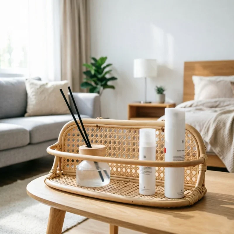 Natural Rattan Wall Mounted Hook Rack Handmade Hanging Holder For Clothes Storage Hallway Living Room Interior Decor Supplies