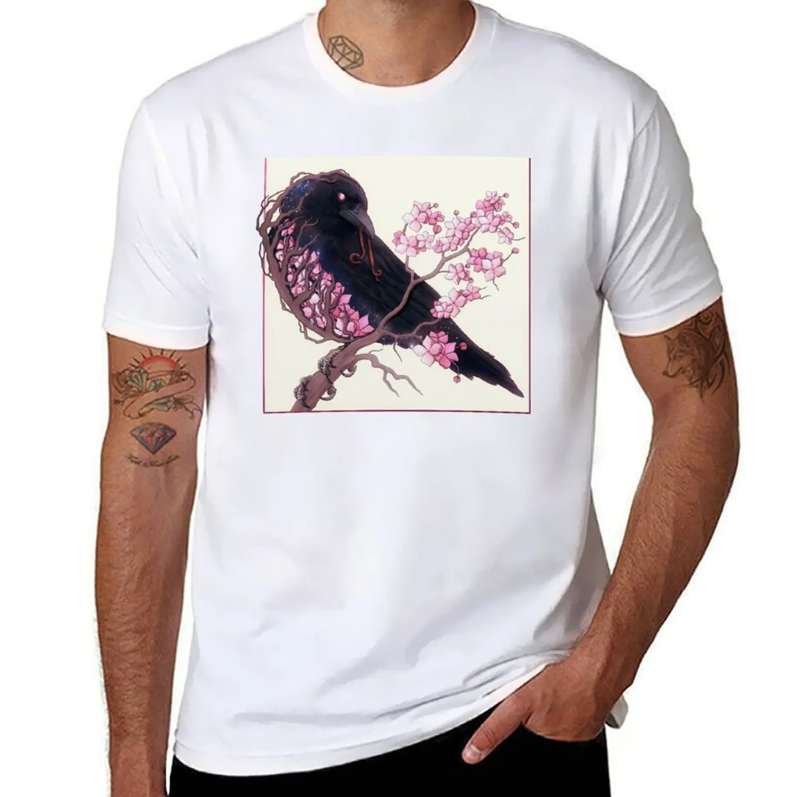 

Cherry Blossom Crow T-Shirt t shirt man designer man t shirt cotton T-Shirt