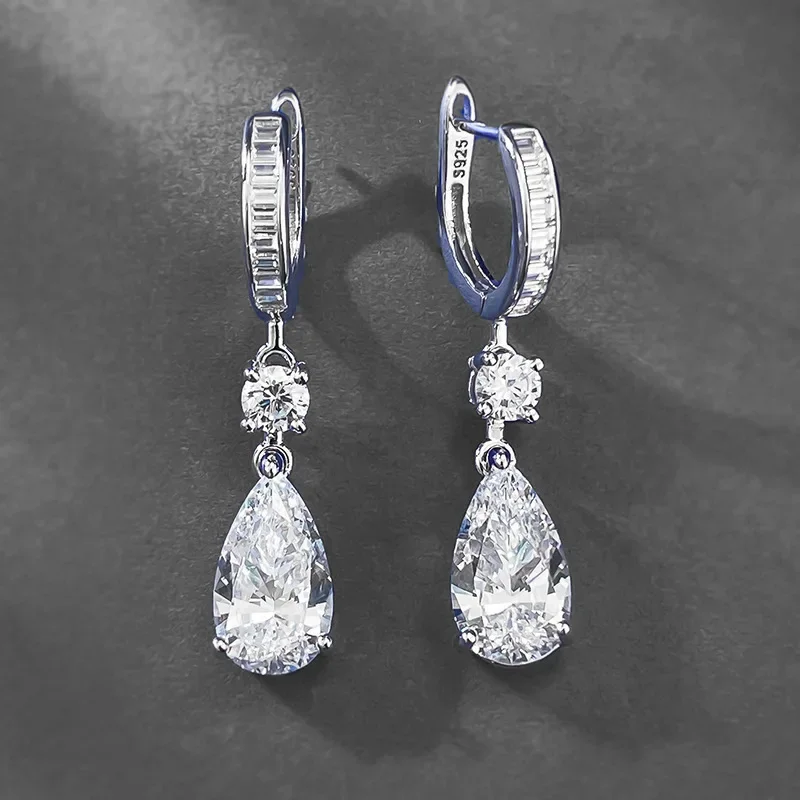 

Water Drop Moissanite Diamond Dangle Earring 100% Real 925 Sterling Silver Wedding Drop Earrings for Women Engagement Jewelry