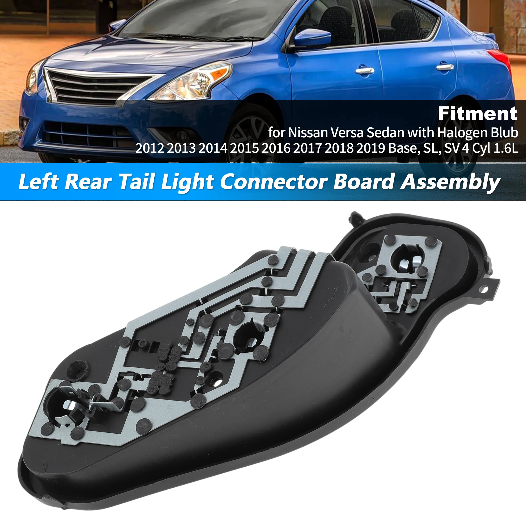 UXCELL Left Tail Light Socket Rear Taillight Connector Board Assembly for Nissan Versa Sedan