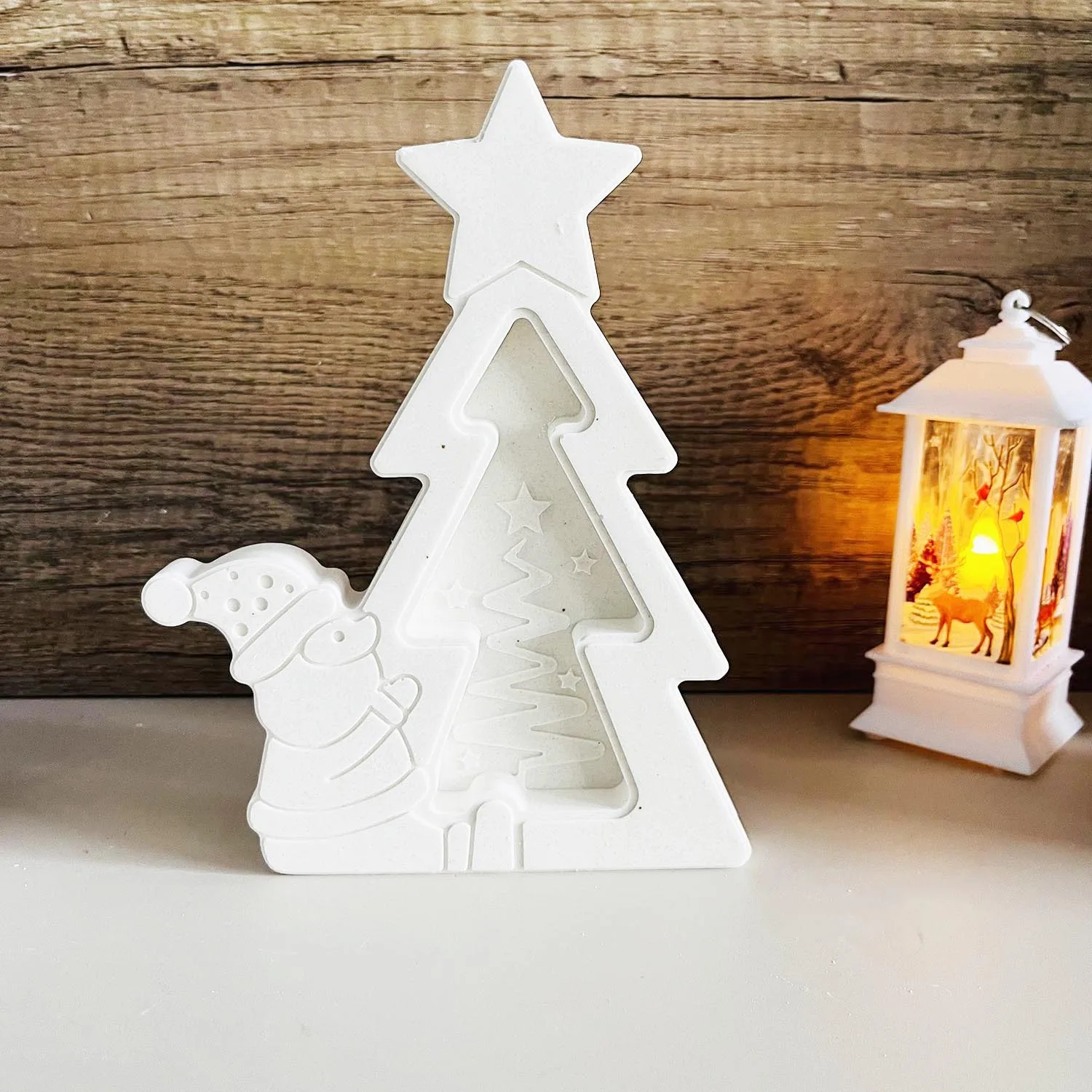 Christmas Series Santa Claus Sled Star Silicone Mold For Candle Gypsum Resin Making Christmas Gift Ornament Home Decoration