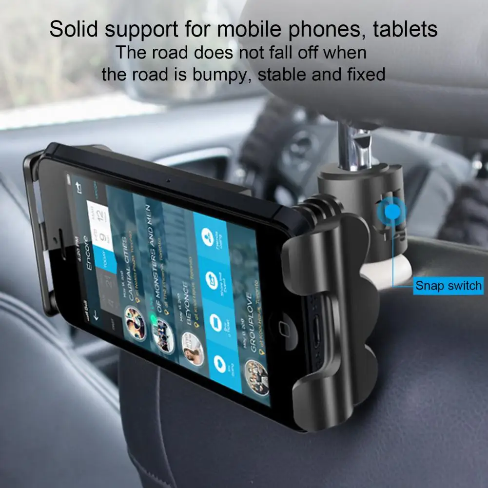 Car Seatback Tablet Holder Silicone Buckle 360 Degree Rotatable Mobile Phone Holder For Kids Auto Seatback Phone Support Bracket