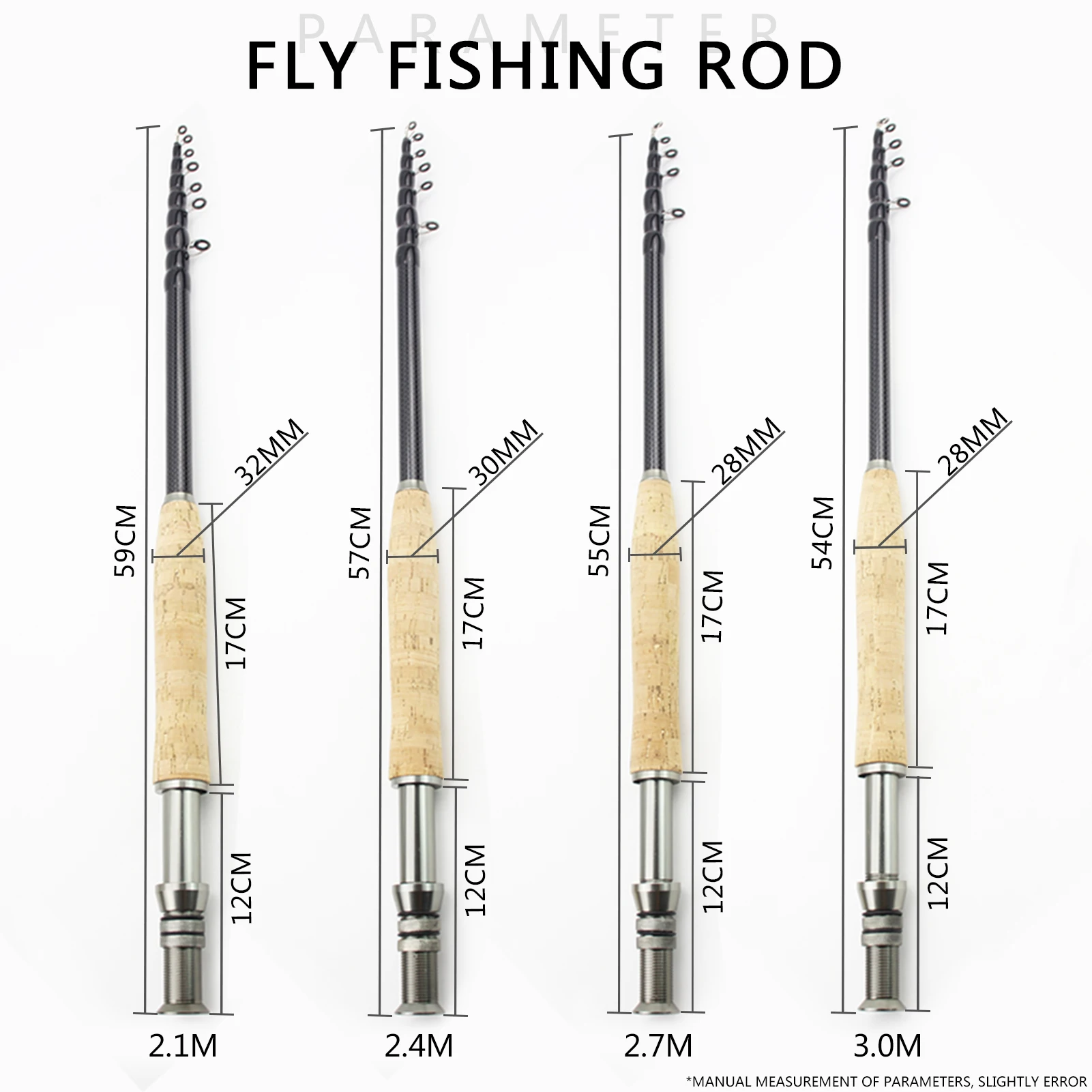 2.1m2.4m2.7m3.0m Telescopic Fly Fishing Rod Portable Carbon Fast M Power Fly Trout Lure Fishing Tackle Rod Fishing Goods pesca