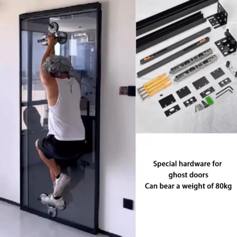 

Trackless Ghost Door Invisible Track Aluminum Frame Slide Hardware Two-way Buffer Hidden Trackless Sliding Door Track Home