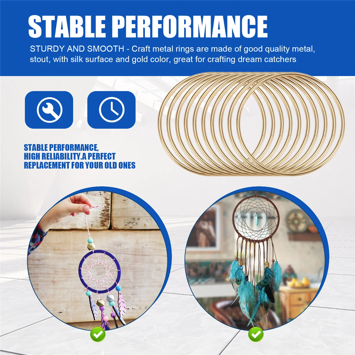 AT77 10 упаковок 3-дюймовые золотые металлические кольца «Ловец снов» Обручи Кольцо макраме для ловцов снов и поделок