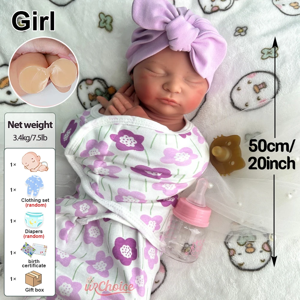20 Zoll Laura Ganzkörper-weiche Baby-Mädchen-handgemachte Silikon-Reborn-Puppe mit offenem Mund, wasserdichte Puppe für Sammlerstücke, Kinderspielzeug