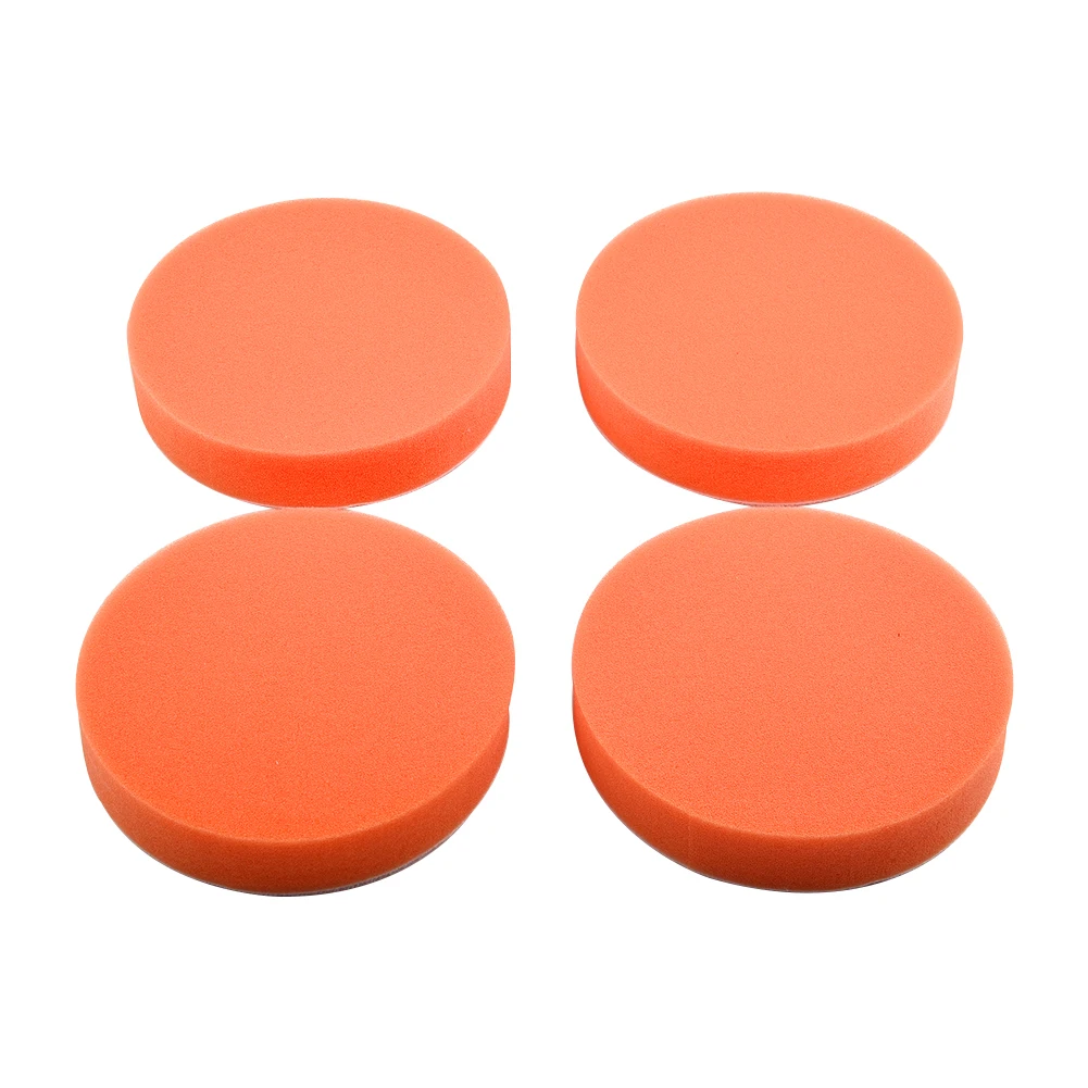 4pc Coarse Fine Polishing Buffing Pad Flat Sponge Orange Cleaning Polisher Buffer Pads For Cars Van Glass Stone Ceramic 125mm