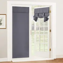 1pc Self Adhesive French Door Curtains Blackout Window Door Curtain With Adjustable Drapes Door Window Curtain Tie Up Shades