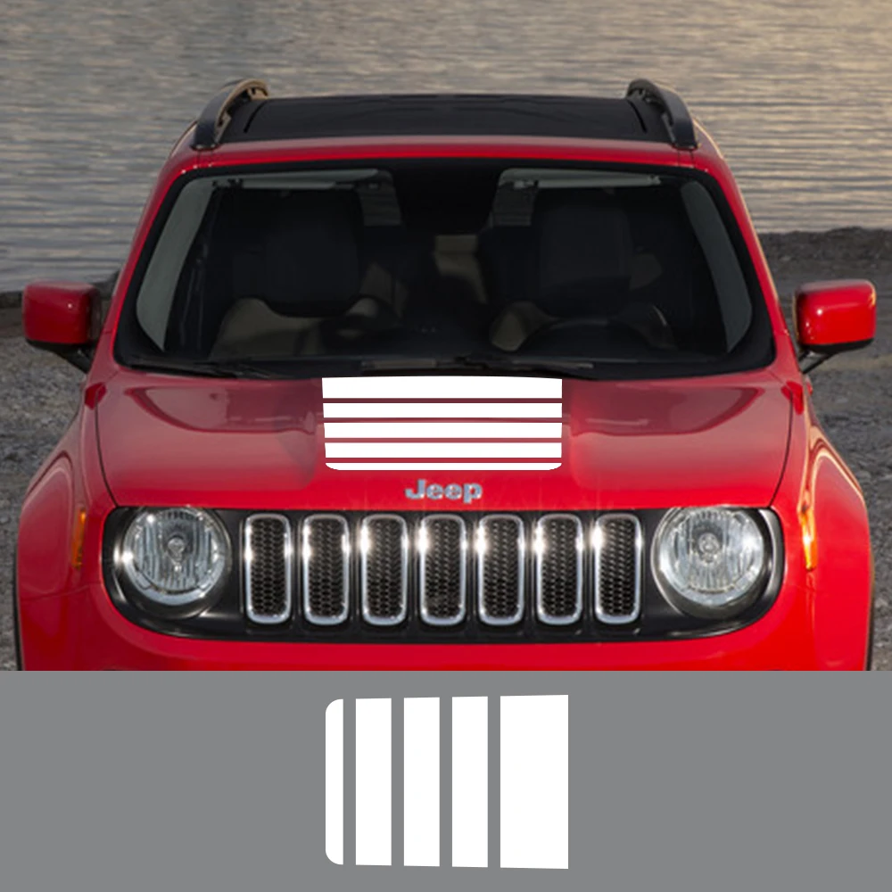 For Jeep Renegade 2016 2017 2018 2020 2021 2022 2023 Car Hood Elevat Strips Graphics Sticker Vinyl Decal Auto Tuning Accessories