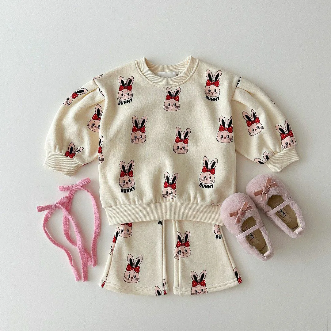 2024 Spring New Baby Long Sleeve Clothes Set Infant Boy Cute Bear Print Sweatshirt + Pants 2pcs Suit Cotton Toddler Girl Outfits