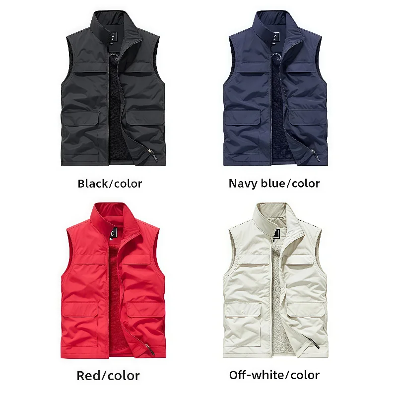 2026 Breathable Outdoor Sleeveless Vest Tactical Sport Casual Man Fishing Multi Pocket Vest Open Cardigan Collared Vest